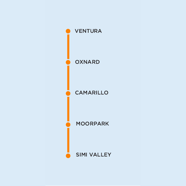 VCTC East-West Connector Map Legend - Click Here for Schedule