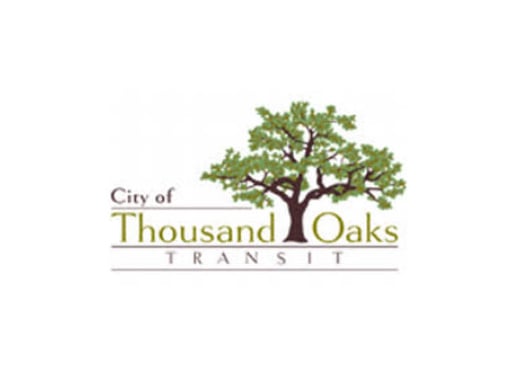 A tree with green leaves and the City of Thousand Oaks Transit logo underneath.