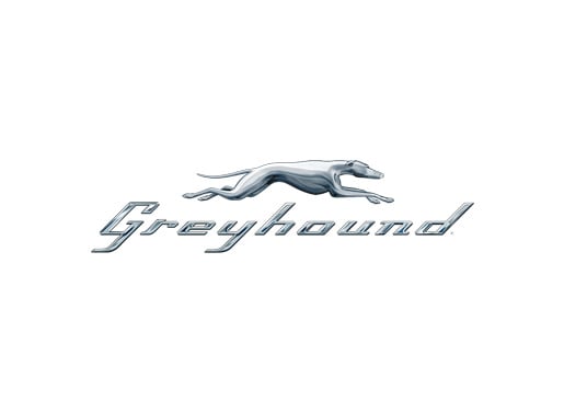 Greyhound logo with a sleek running dog graphic and stylized text.