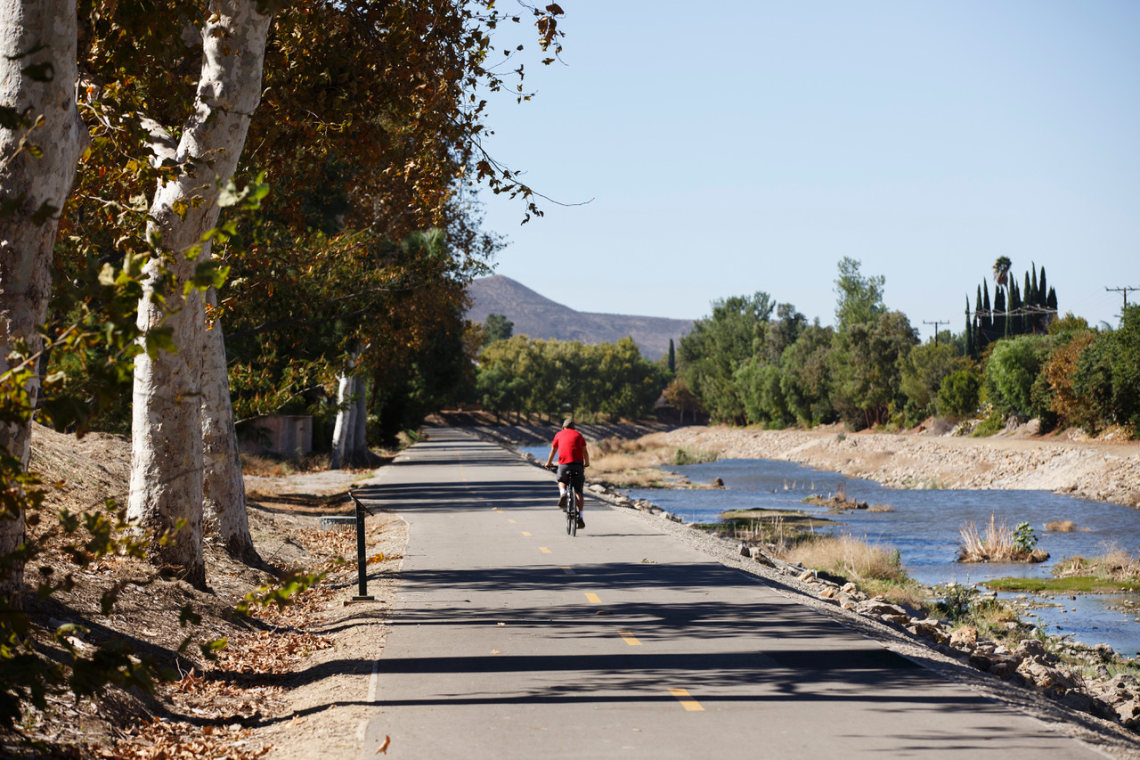 Bicycle rider on path