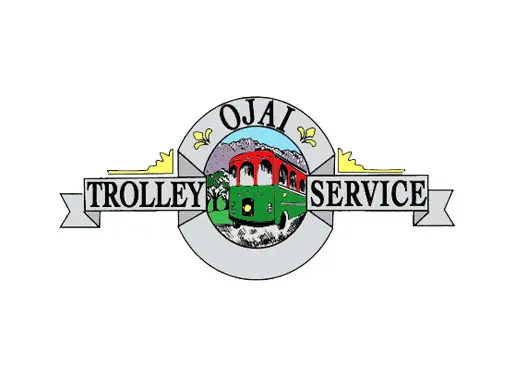 Ojal Trolley Service logo with a vintage trolley and scenic background.