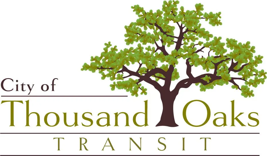 A large green oak tree with the City of Thousand Oaks Transit logo underneath.