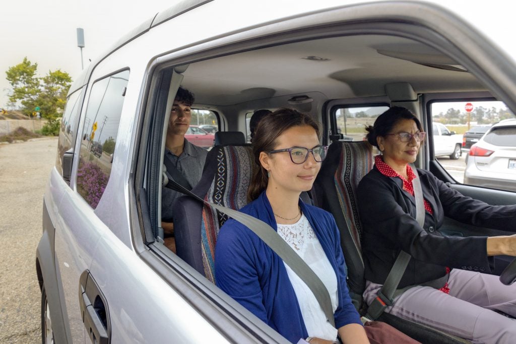 Passenger in a car