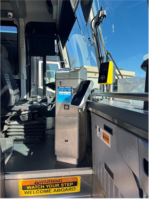 Card fare scanner in bus