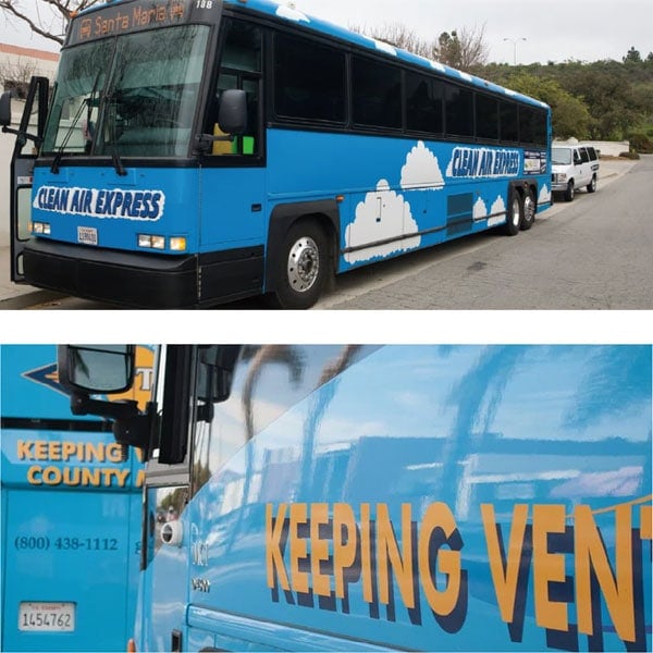 Clean air express bus for Ventura County transportation services.