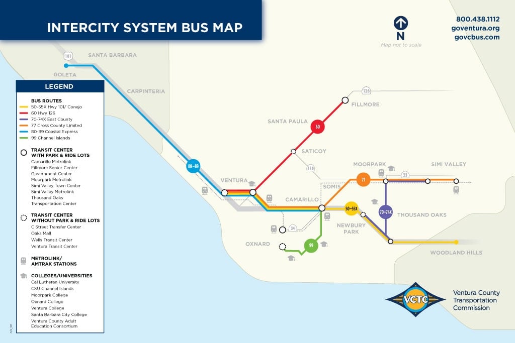 Intercity system bus map